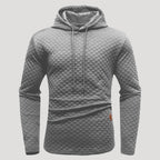 Men’s Quilted Pullover Hoodie Casual Long Sleeve Sweatshirt