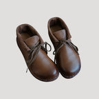 Women’s Shoes Brown Leather Casual Walking Slip On Flat