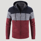 Men’s Tri Colour Knit Zip Hoodie Warm Casual Jacket