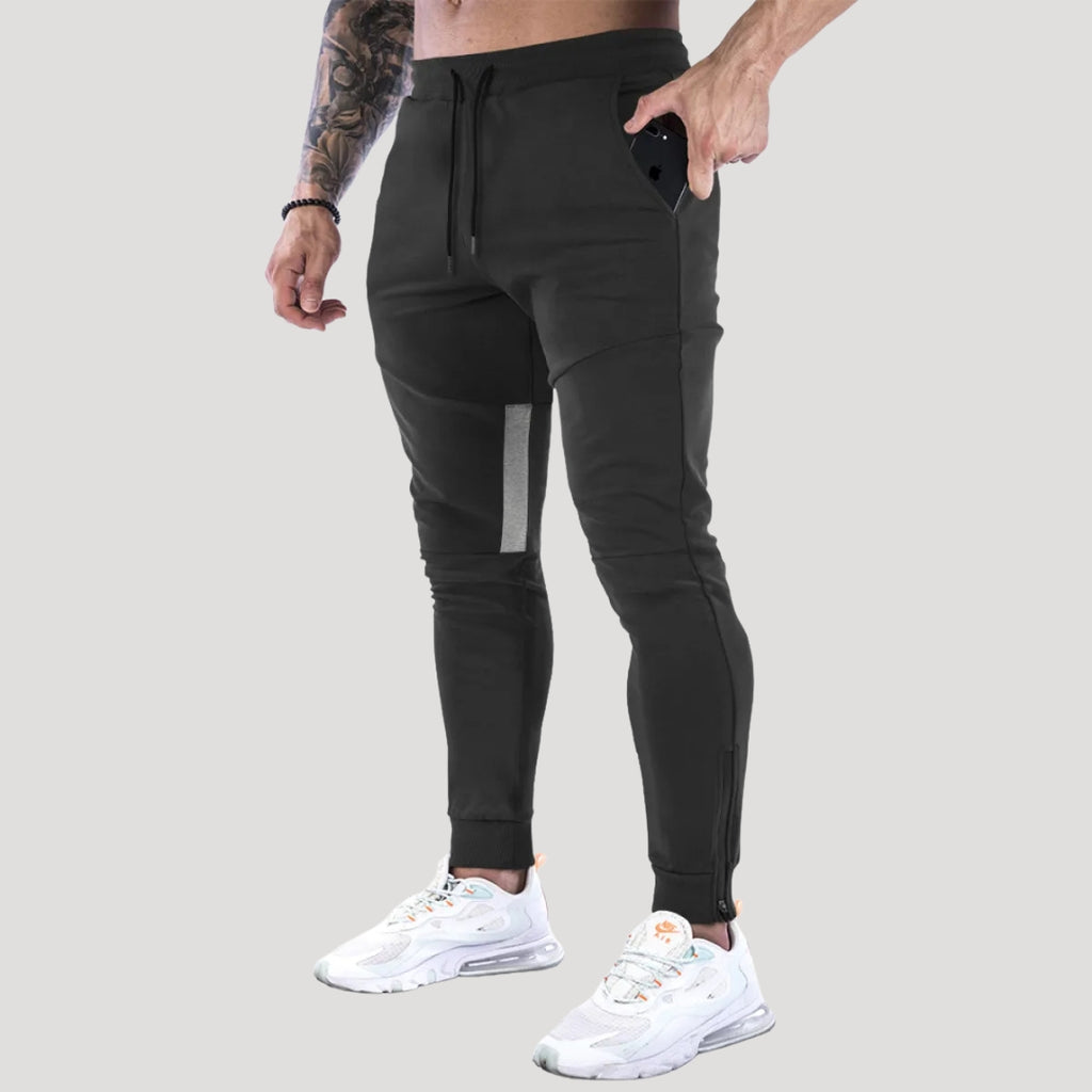 Men’s Slim Fit Jogger Pants Zip Pocket Drawstring Trousers