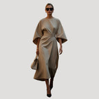 Women’s Midi Dress Casual Elegant Modest Belted Batwing