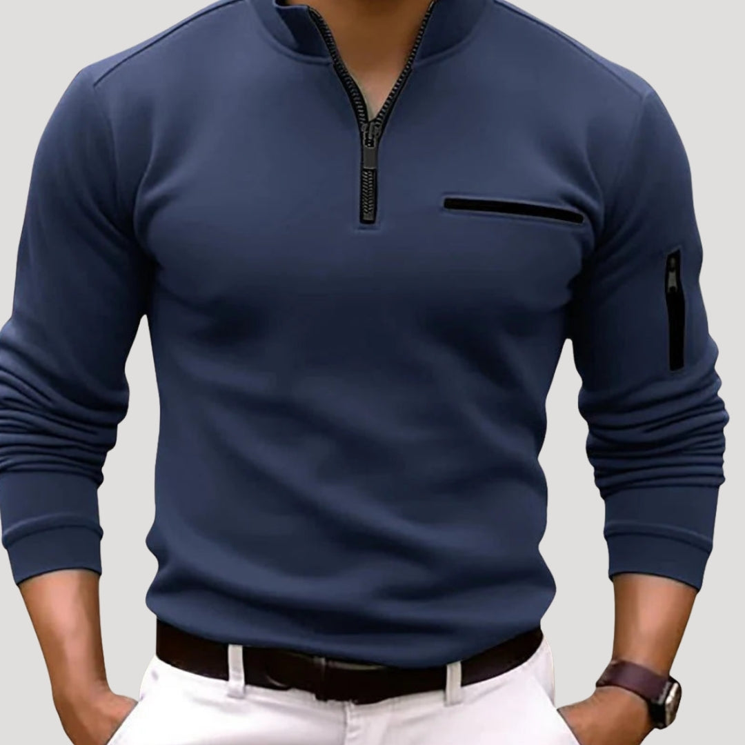 Men’s Quarter Zip Sweater Slim Fit Stand Collar Pullover