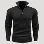 Men’s Textured Quarter Zip Turtleneck Knit Pullover Sweater