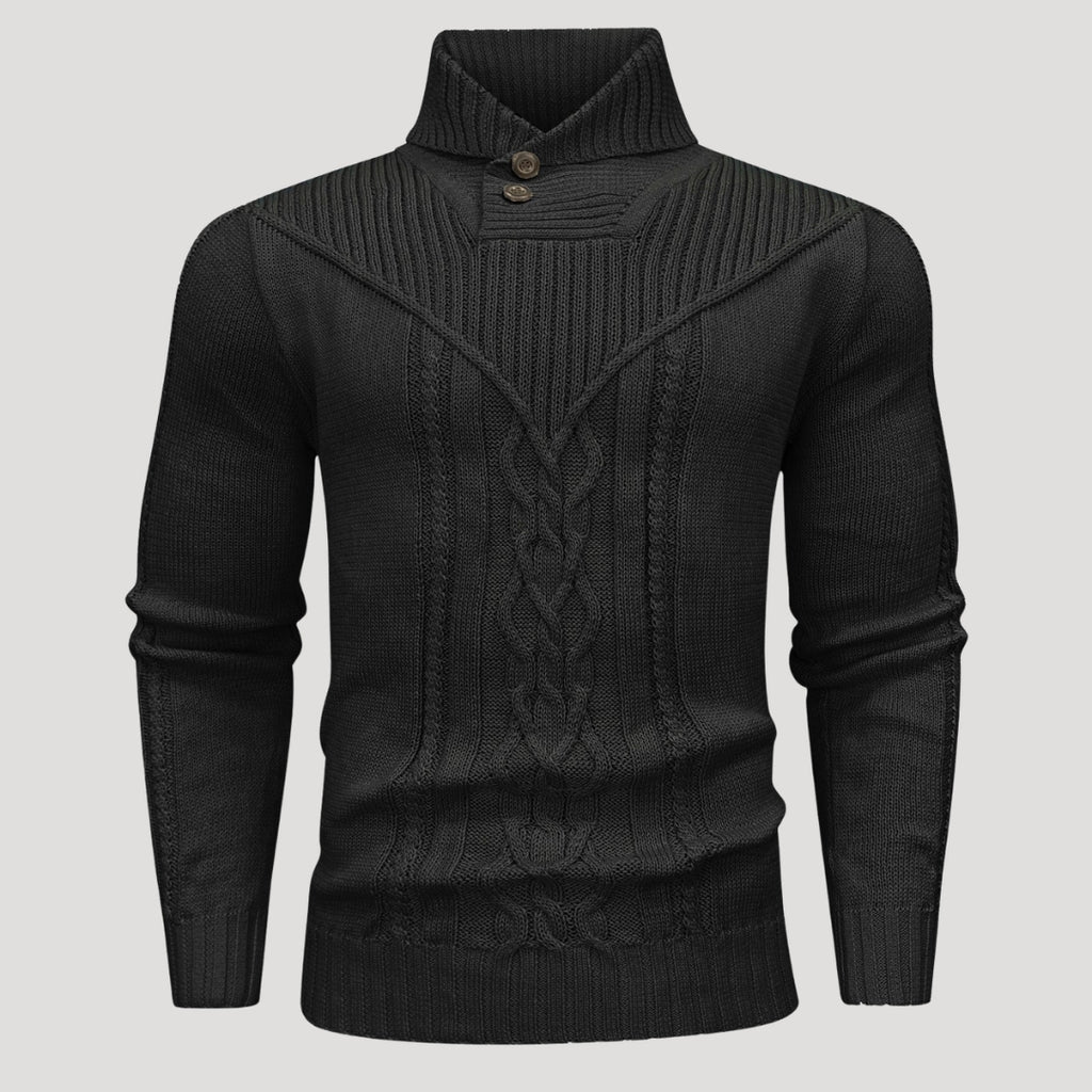 Men’s Cable Knit Shawl Collar Sweater Casual Pullover