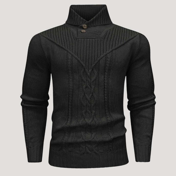 Men’s Cable Knit Shawl Collar Sweater Casual Pullover