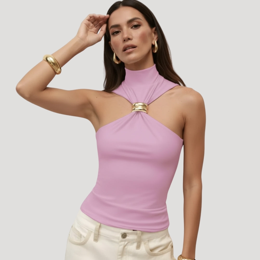 Women’s Tank Top Halter Top High Neck Sleeveless Cut Out