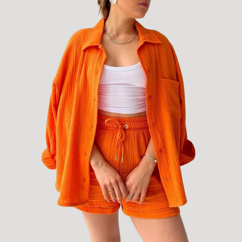 Women’s Shirt And Shorts Two Piece Matching Set