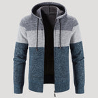 Men’s Tri Colour Knit Zip Hoodie Warm Casual Jacket