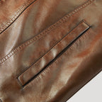 Men’s Faux Shearling Collar Leather Aviator Jacket