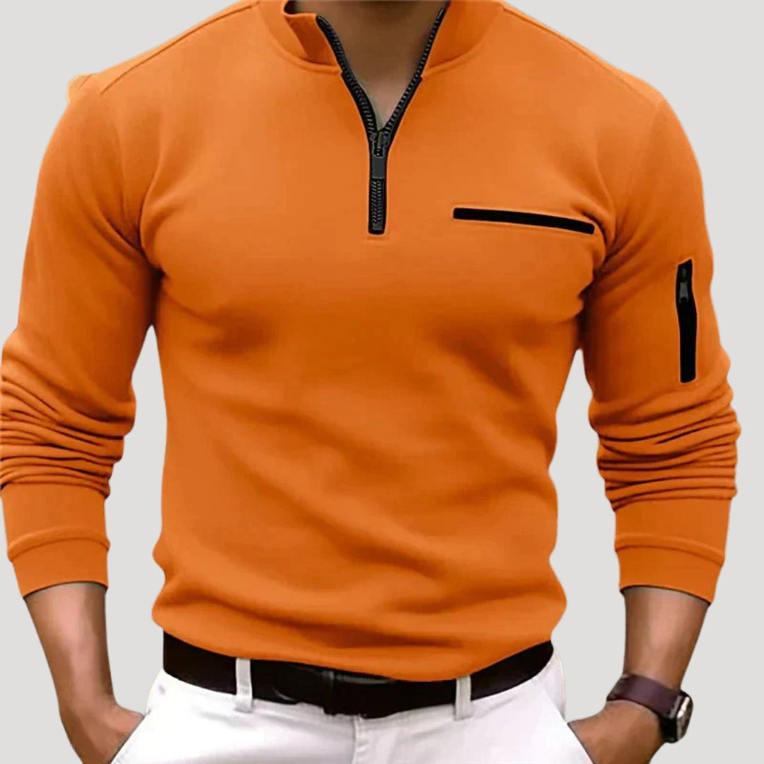 Men’s Quarter Zip Sweater Slim Fit Stand Collar Pullover
