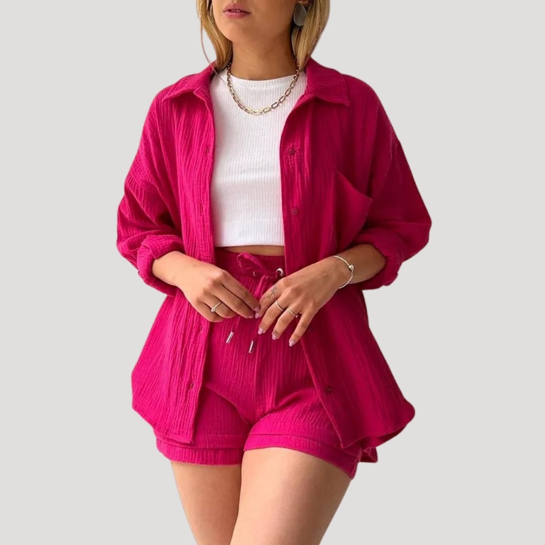 Women’s Shirt And Shorts Two Piece Matching Set