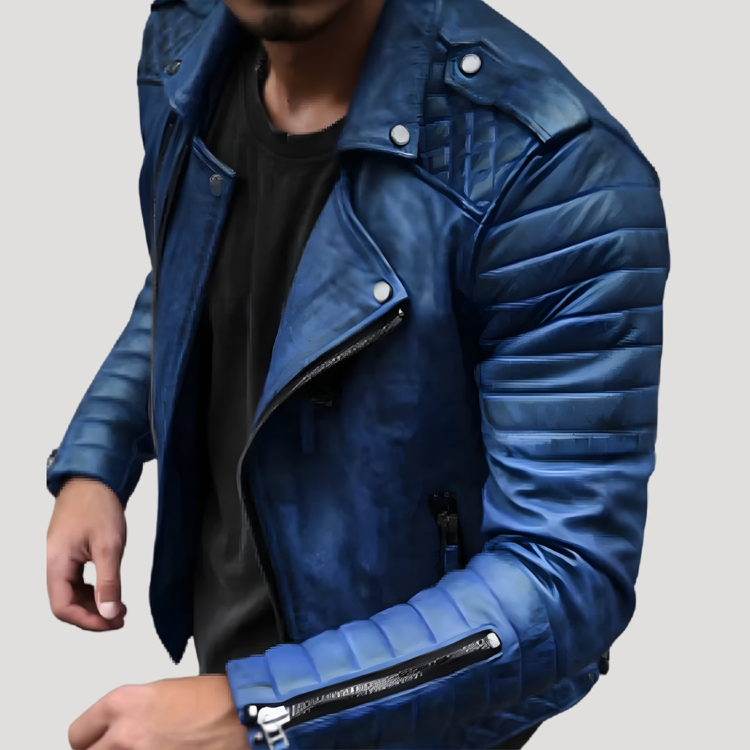 Men’s Faux Leather Biker Jacket Slim Fit Zip Coat
