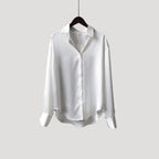 Women’s Satin Button Down Blouse Long Sleeve Shirt Top