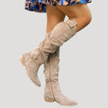 Women’s Slouchy Knee High Boots Low Heel Tall Fashion Shoes