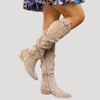 Women’s Slouchy Knee High Boots Low Heel Tall Fashion Shoes