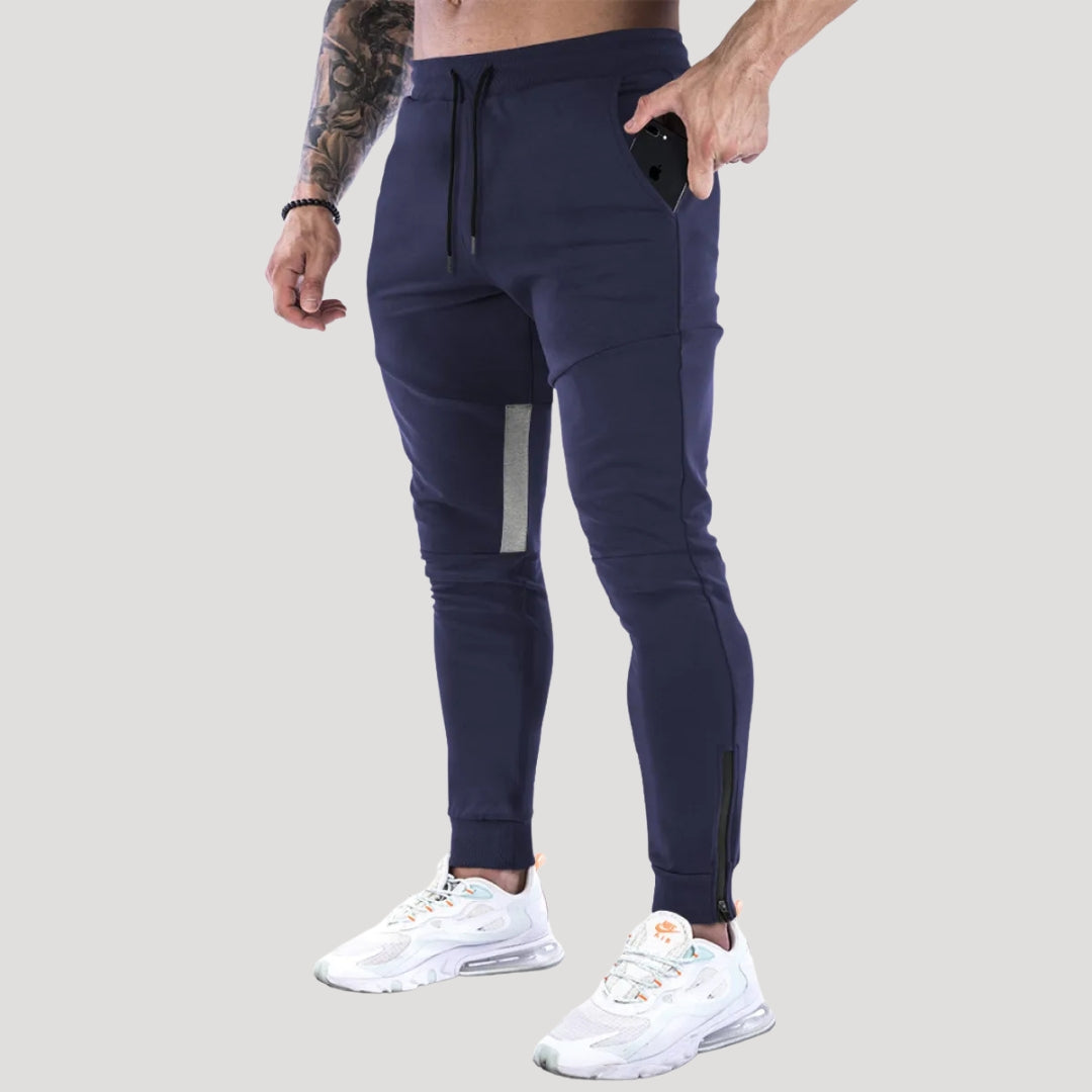 Men’s Slim Fit Jogger Pants Zip Pocket Drawstring Trousers