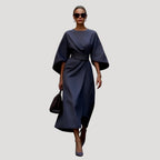 Women’s Midi Dress Casual Elegant Modest Belted Batwing