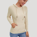 Women’s Knit Pullover Hoodie Casual Long Sleeve Waffle Sweatshirt