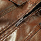 Men’s Faux Shearling Collar Leather Aviator Jacket