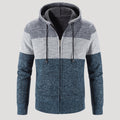 Men’s Tri Colour Knit Zip Hoodie Warm Casual Jacket