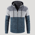 Men’s Tri Colour Knit Zip Hoodie Warm Casual Jacket