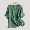 Women’s Blouse Short Sleeve Button Front V Neck Loose