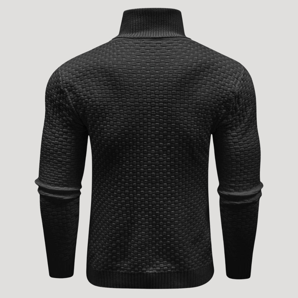 Men’s Textured Turtleneck Knit Sweater Casual Pullover Top