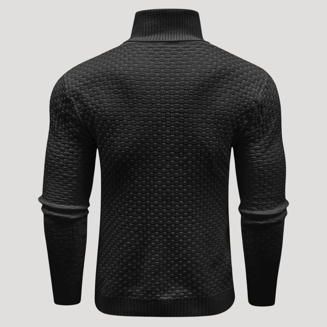 Men’s Textured Turtleneck Knit Sweater Casual Pullover Top