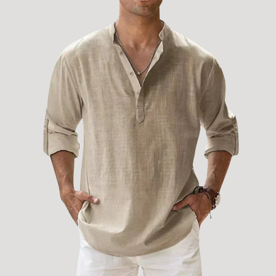 Men’s Henley Shirt Long Sleeve Casual Summer