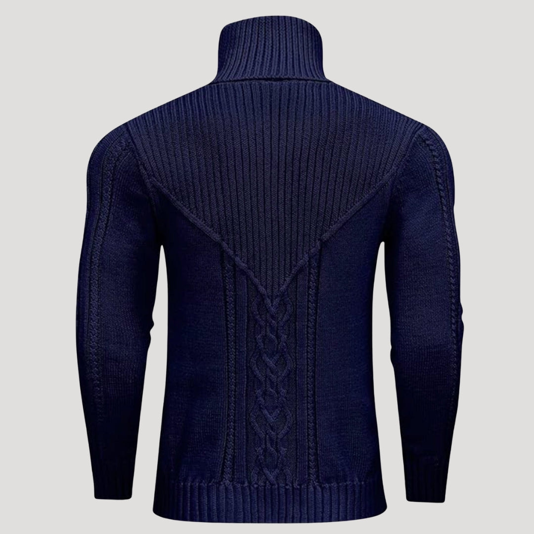 Men’s Ribbed Turtleneck Knit Sweater Slim Fit Pullover