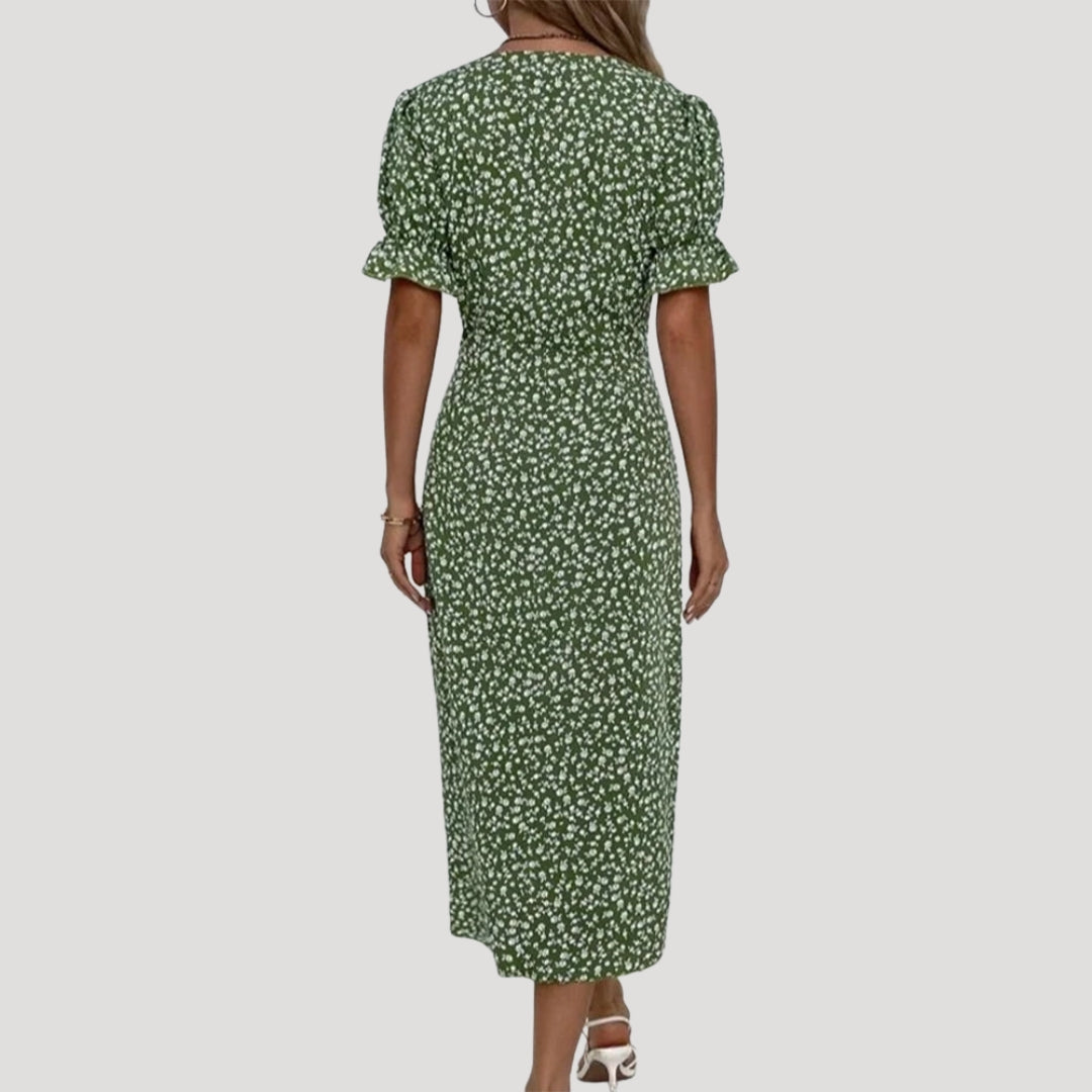 Women’s Summer Dress Midi Wrap Floral Casual V Neck