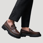 Women’s Loafers Chunky Platform Leather Slip On Shoes