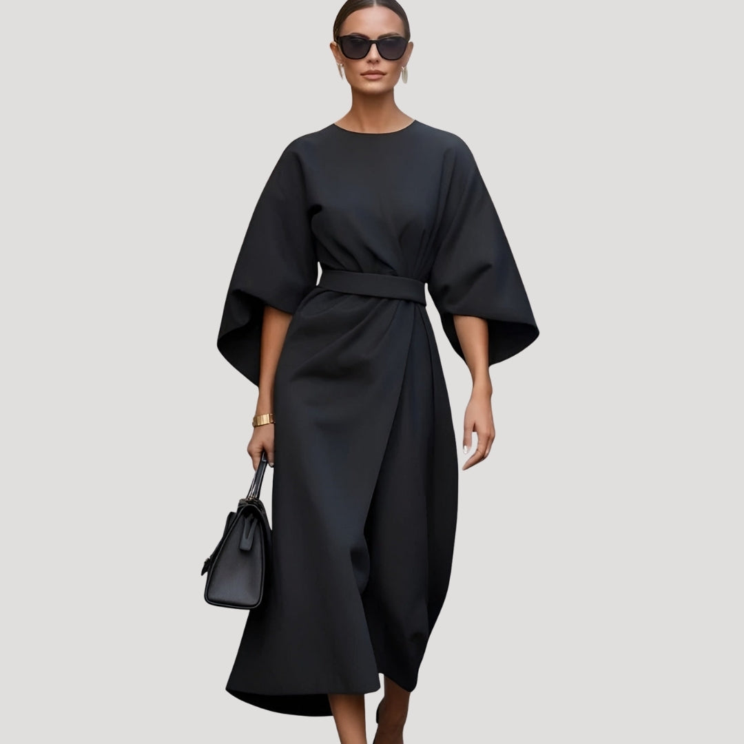 Women’s Midi Dress Casual Elegant Modest Belted Batwing