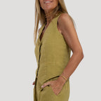 Women’s Linen Pants Set Sleeveless Vest Wide Leg Trousers