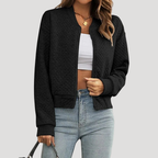 Dámska Prešívaná Bomber Bunda Krátka Na Zips