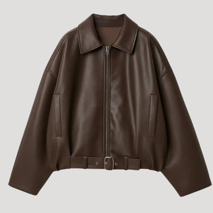 Dámska Bomber Bunda Z Umelej Kože Na Zips