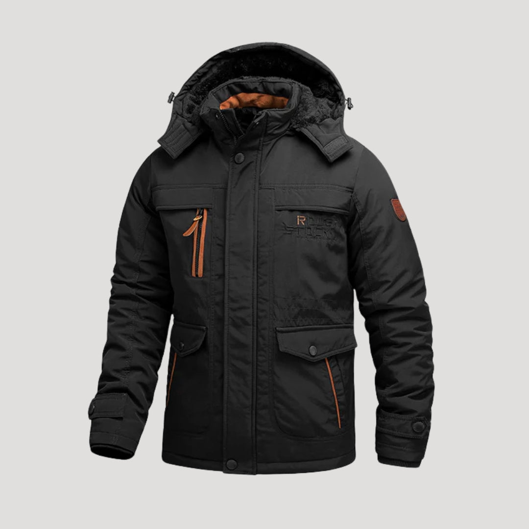 Men’s Hooded Jacket Zip Pockets Utility Outerwear