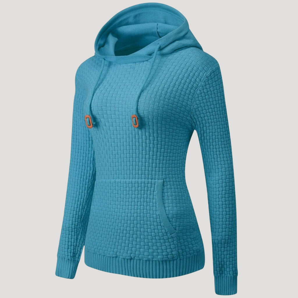 Women’s Knit Pullover Hoodie Casual Long Sleeve Waffle Sweatshirt