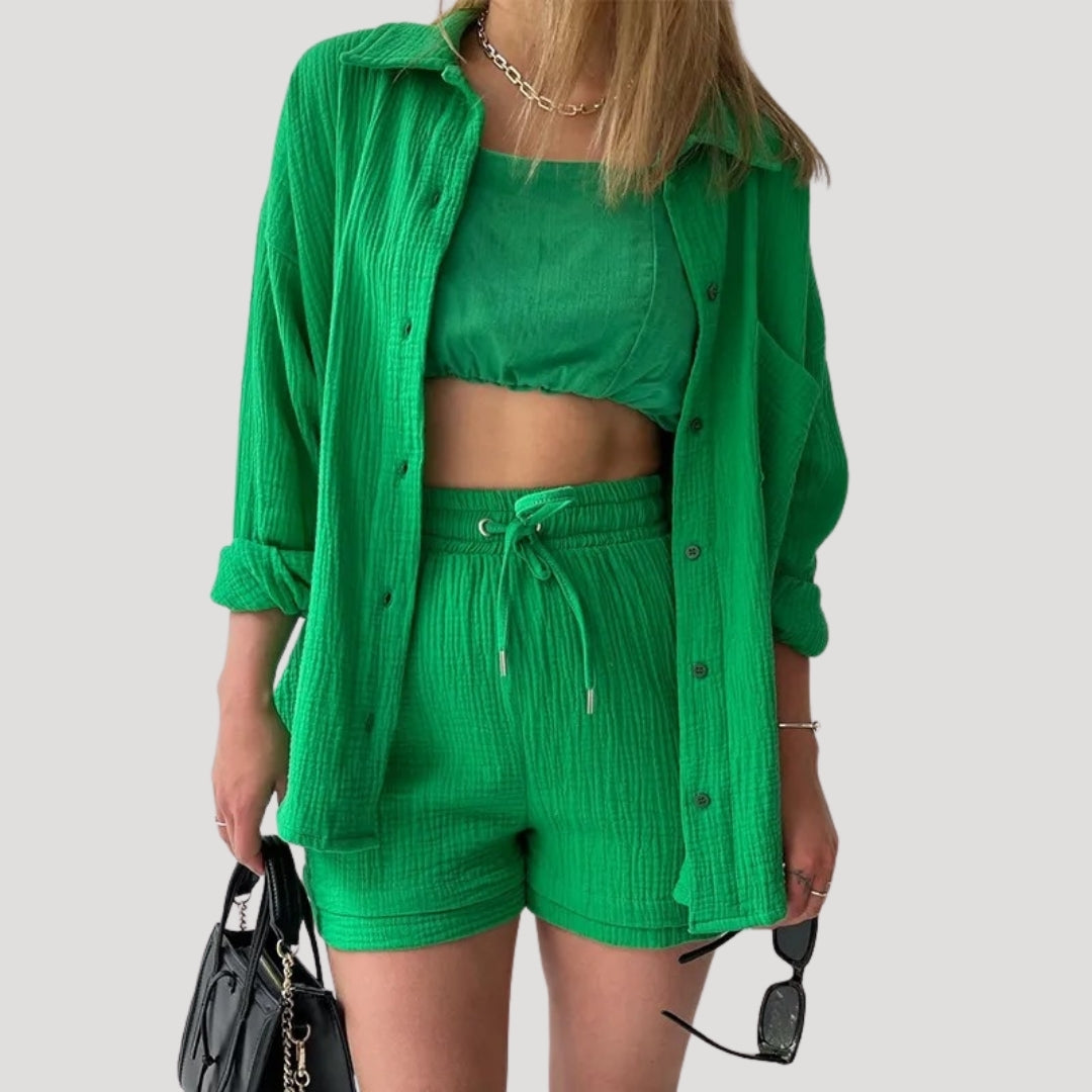 Women’s Shirt And Shorts Two Piece Matching Set