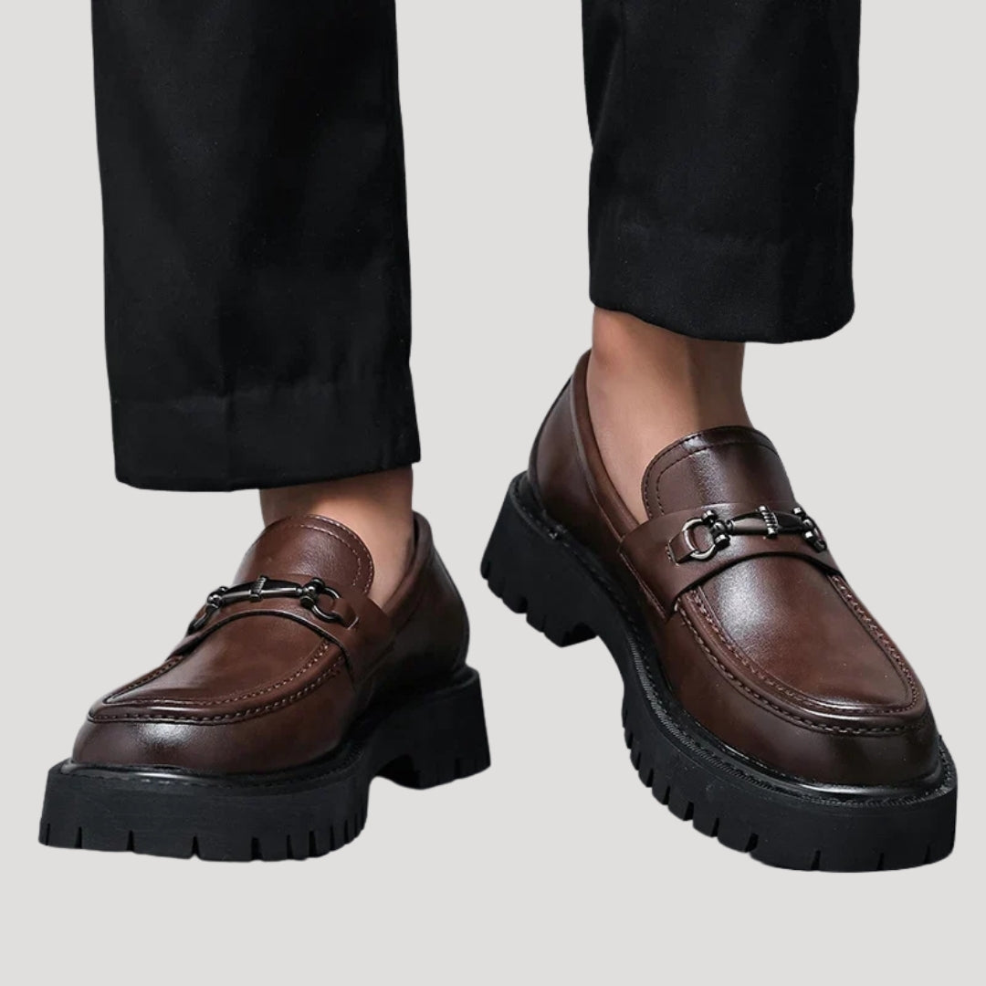 Women’s Loafers Chunky Platform Leather Slip On Shoes