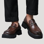 Women’s Loafers Chunky Platform Leather Slip On Shoes