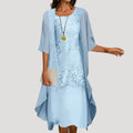 Women’s Formal Dress Midi Evening Lace Chiffon Modest