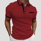 Men’s Short Sleeve Polo Shirt Contrast Trim Casual Fit
