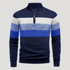 Men’s Striped Quarter Zip Sweater Casual Knit Pullover Top