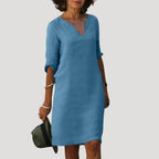 Women’s Summer Dress Casual Midi Shift V Neck Sleeve