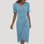 Women’s Summer Dress Midi Wrap Floral Casual V Neck