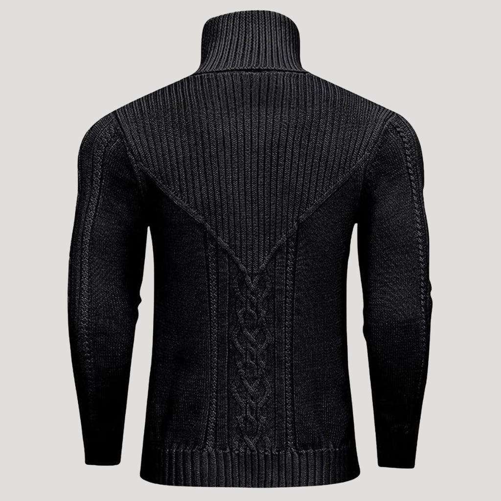Men’s Ribbed Turtleneck Knit Sweater Slim Fit Pullover