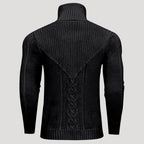 Men’s Ribbed Turtleneck Knit Sweater Slim Fit Pullover