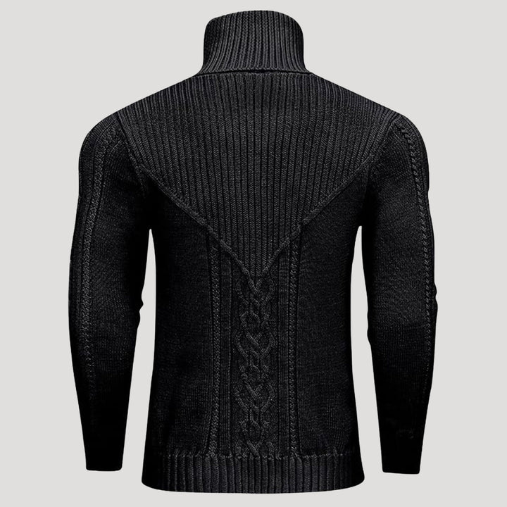 Men’s Ribbed Turtleneck Knit Sweater Slim Fit Pullover