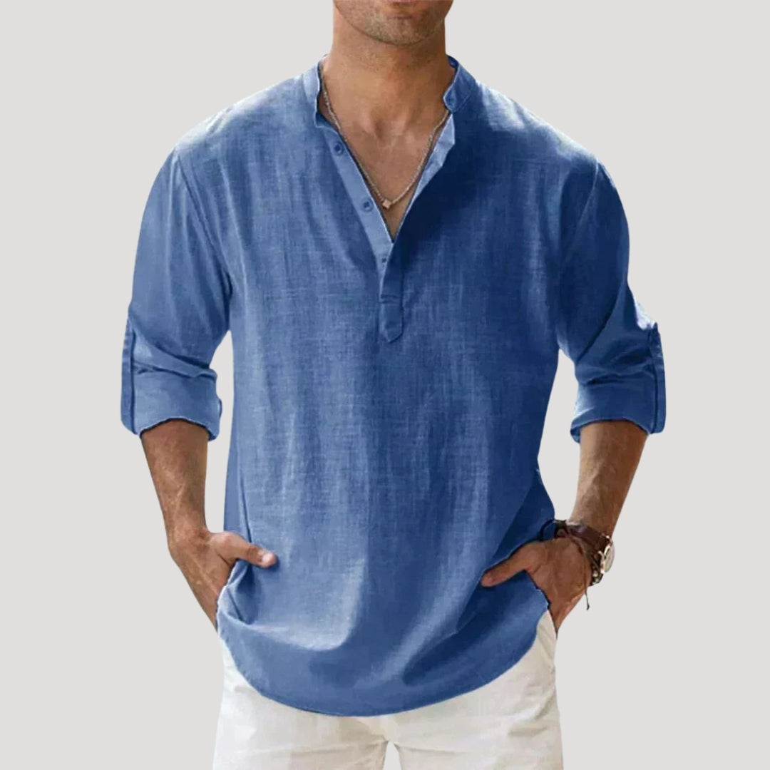 Men’s Henley Shirt Long Sleeve Casual Summer